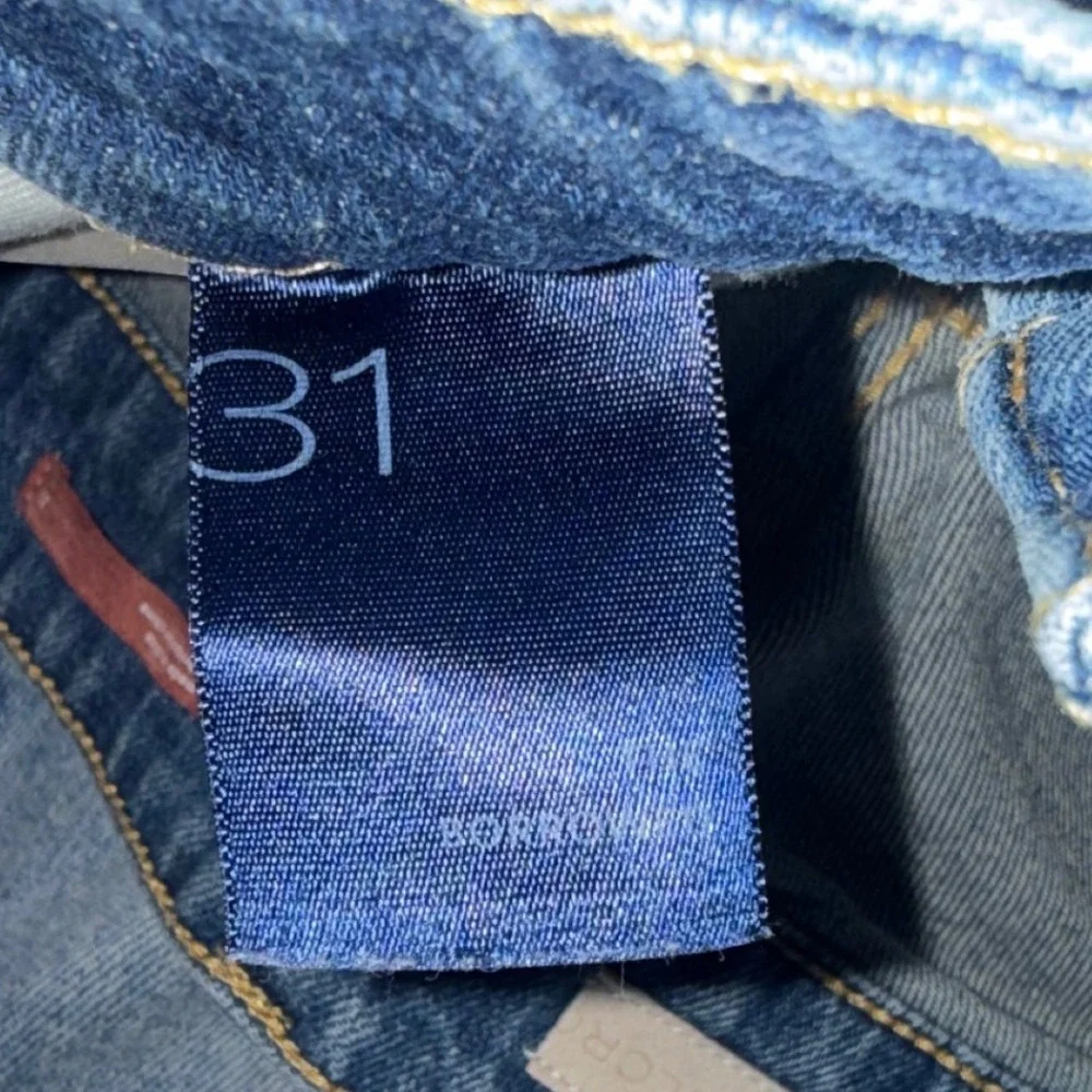 Anthropologie Pilcro The Borrowed Boyfriend Patchwork Jeans Blue Distressed 31 - Picture 5 of 6